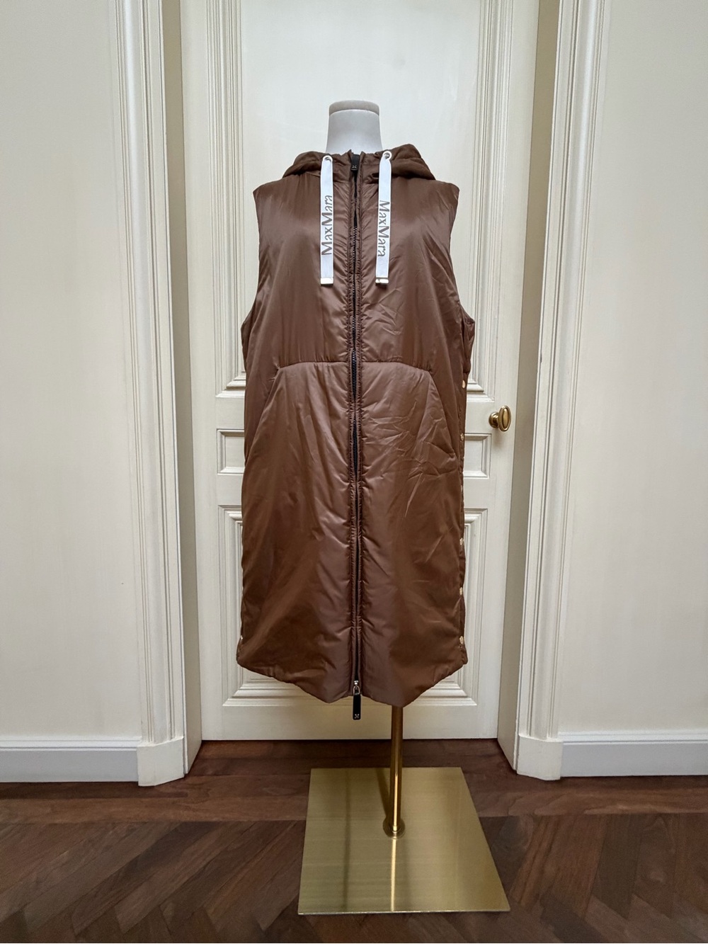 MaxMara Brown Hooded Puffer Vest